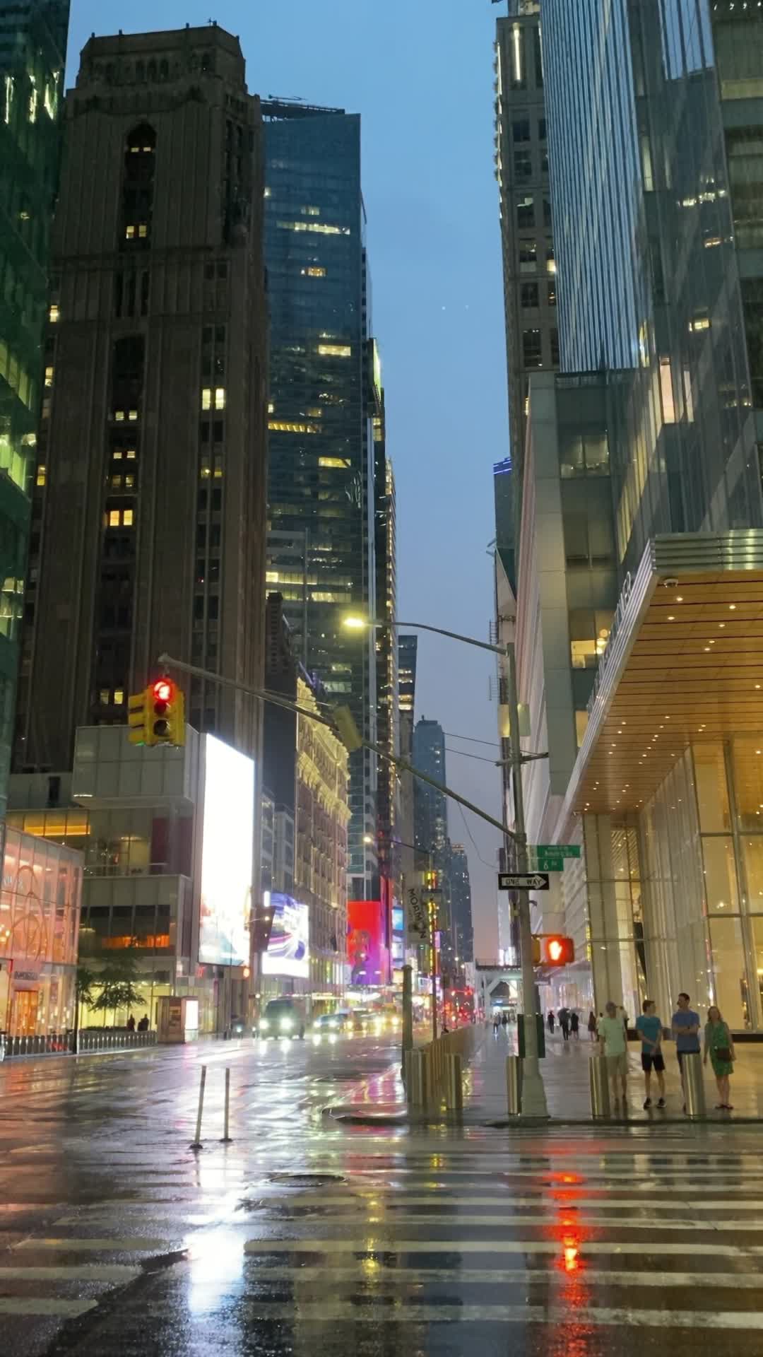 Manhattan Street at Dusk in the Rain